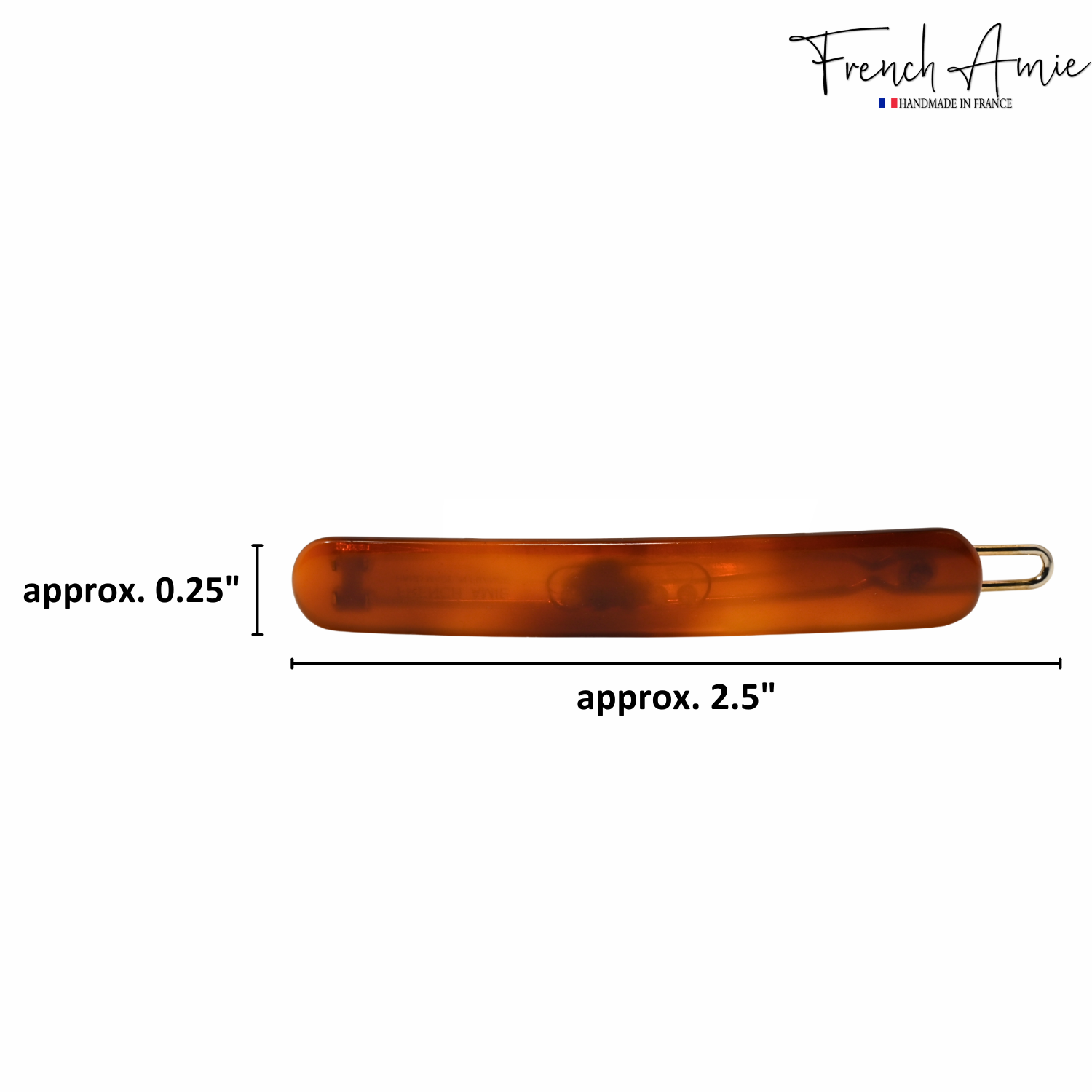 French Amie Rounded Oblong Small 2.5" Tige Boule Metal Clasp Hair Barrettes