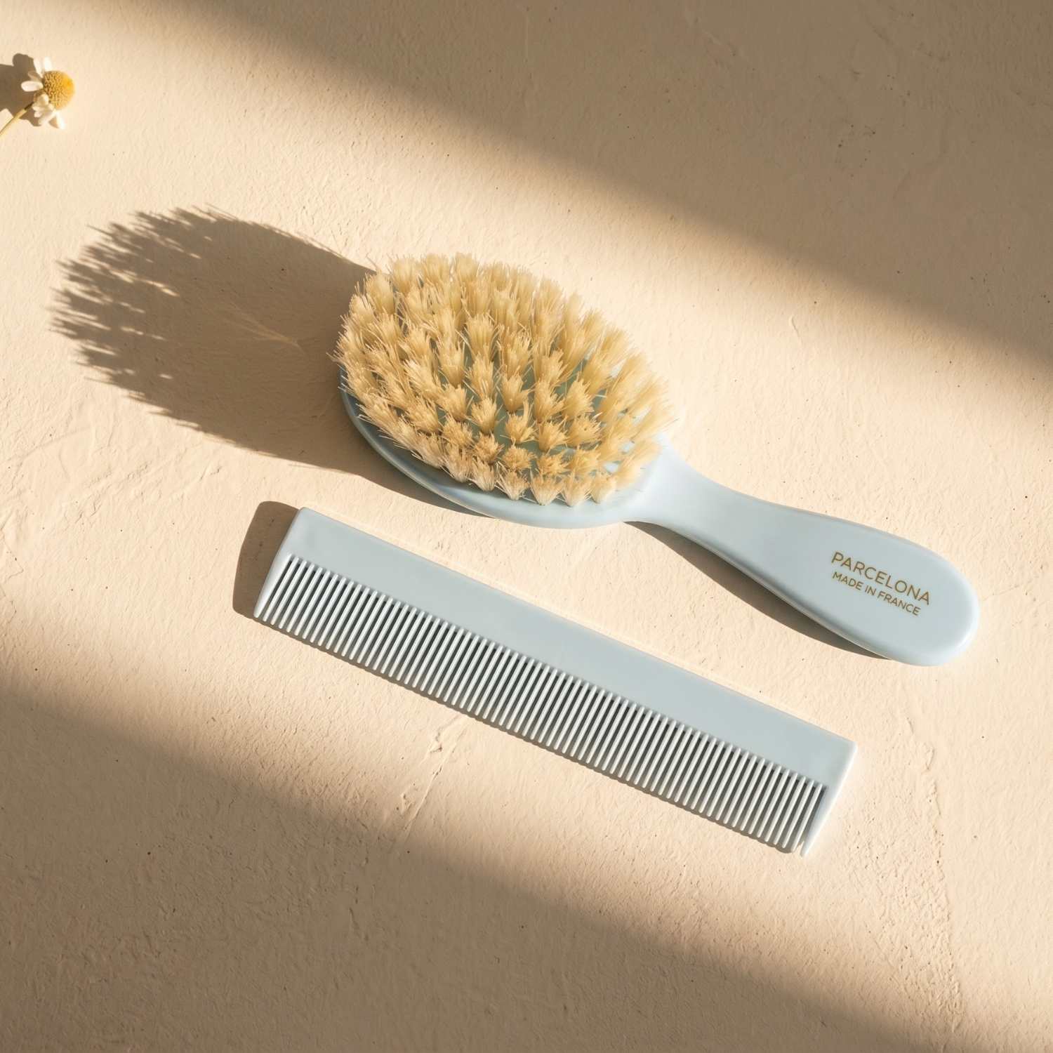 Parcelona French Grooming Combo 6” Cellulose Baby Brush and Comb for Toddlers