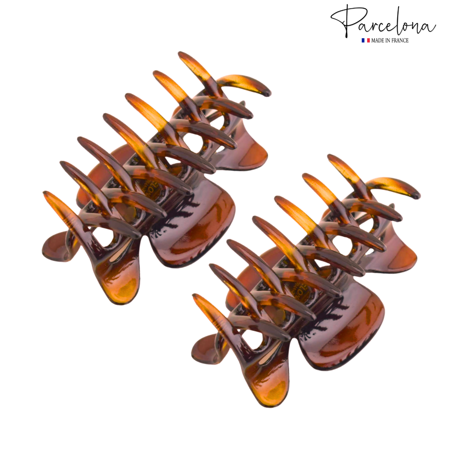 Parcelona French Classic Small 2.5" Celluloid Set of 2 Jaw Hair Claws for Women
