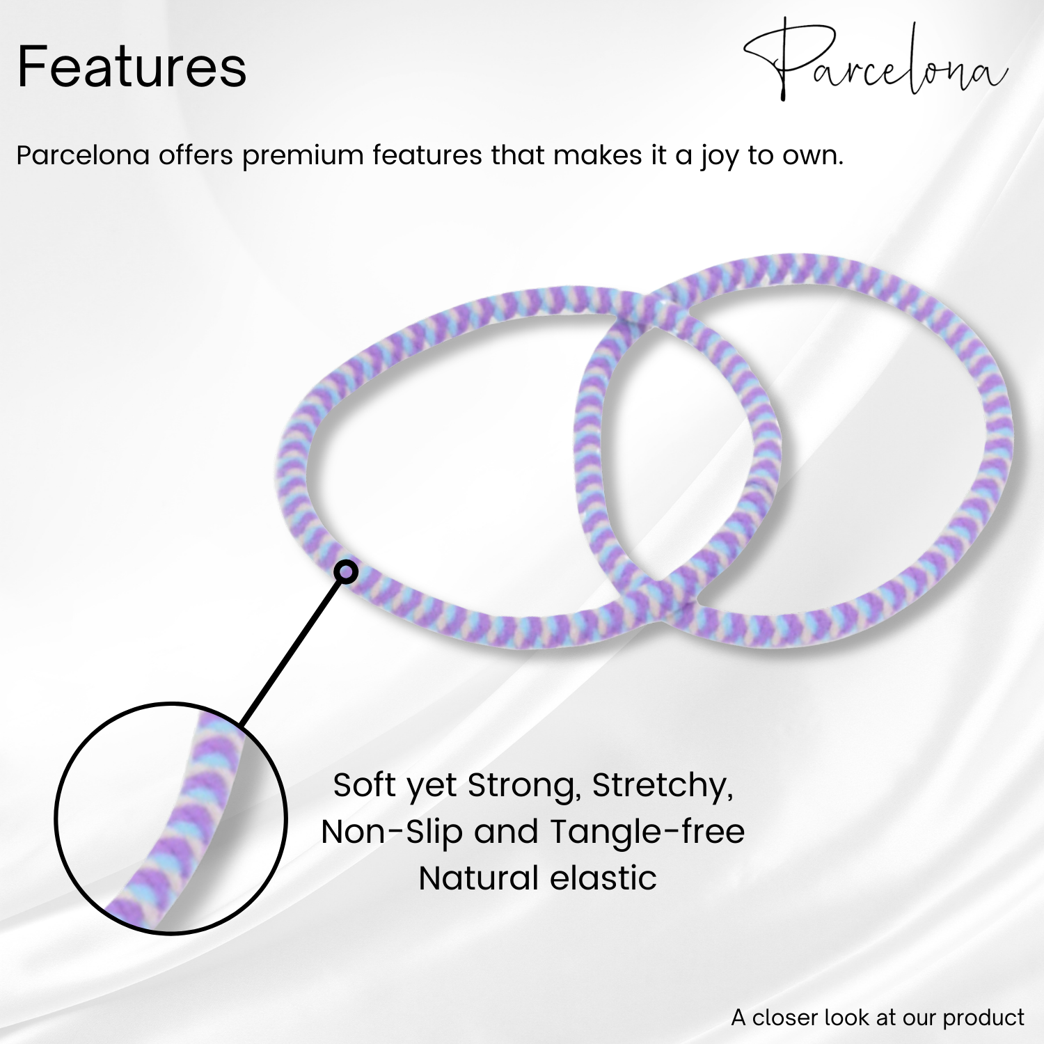 Parcelona Thin Stripes Ponytail Holder Stretchy Elastic Hair Ties for Women