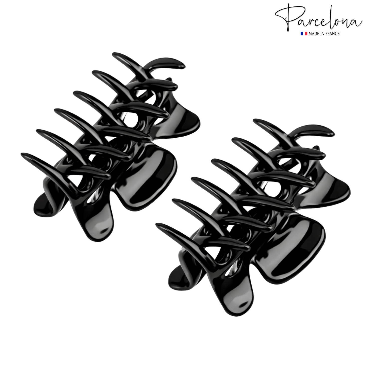 Parcelona French Classic Small 2.5" Celluloid Set of 2 Jaw Hair Claws for Women