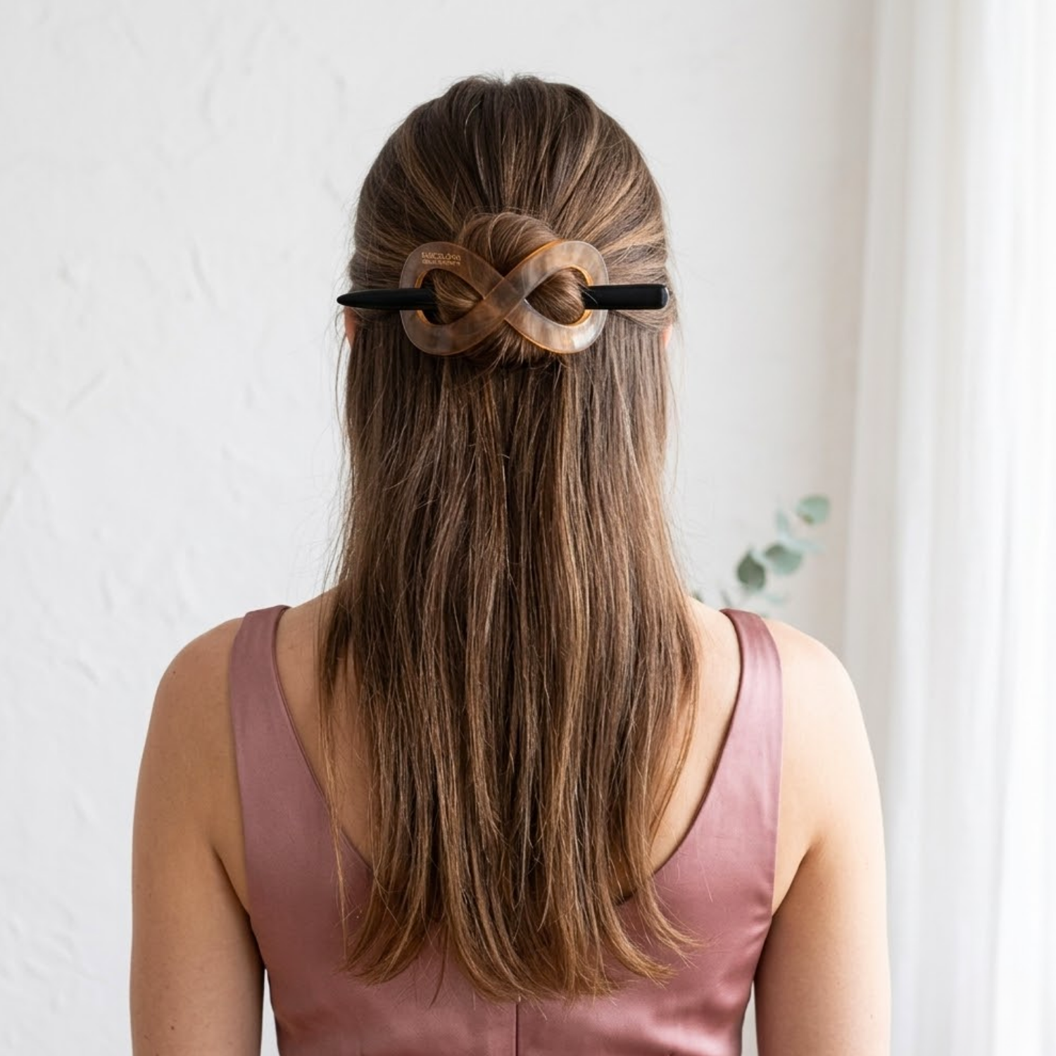 Parcelona French Infinity Medium Cellulose Hair Slider Bun Cover for Women