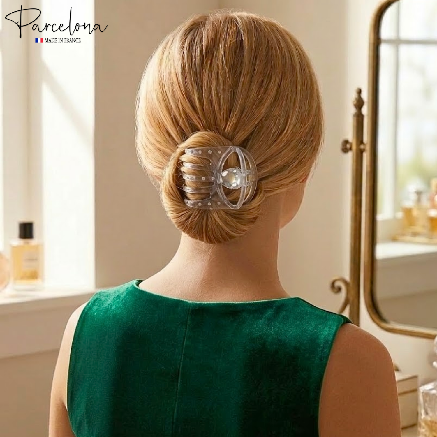 Parcelona French Curvy Oval Paw Medium Cellulose Hair Claw for Women and girls