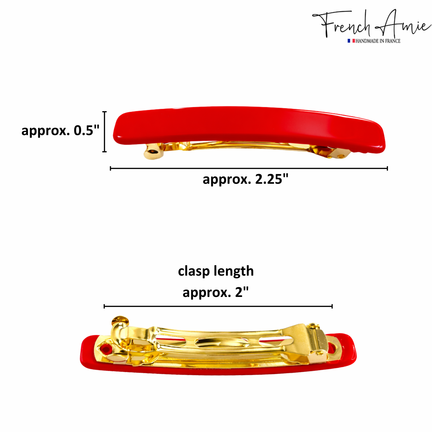 French Amie Small 2 1/4" Cellulose Handmade Hair Barrette for Women and Girls