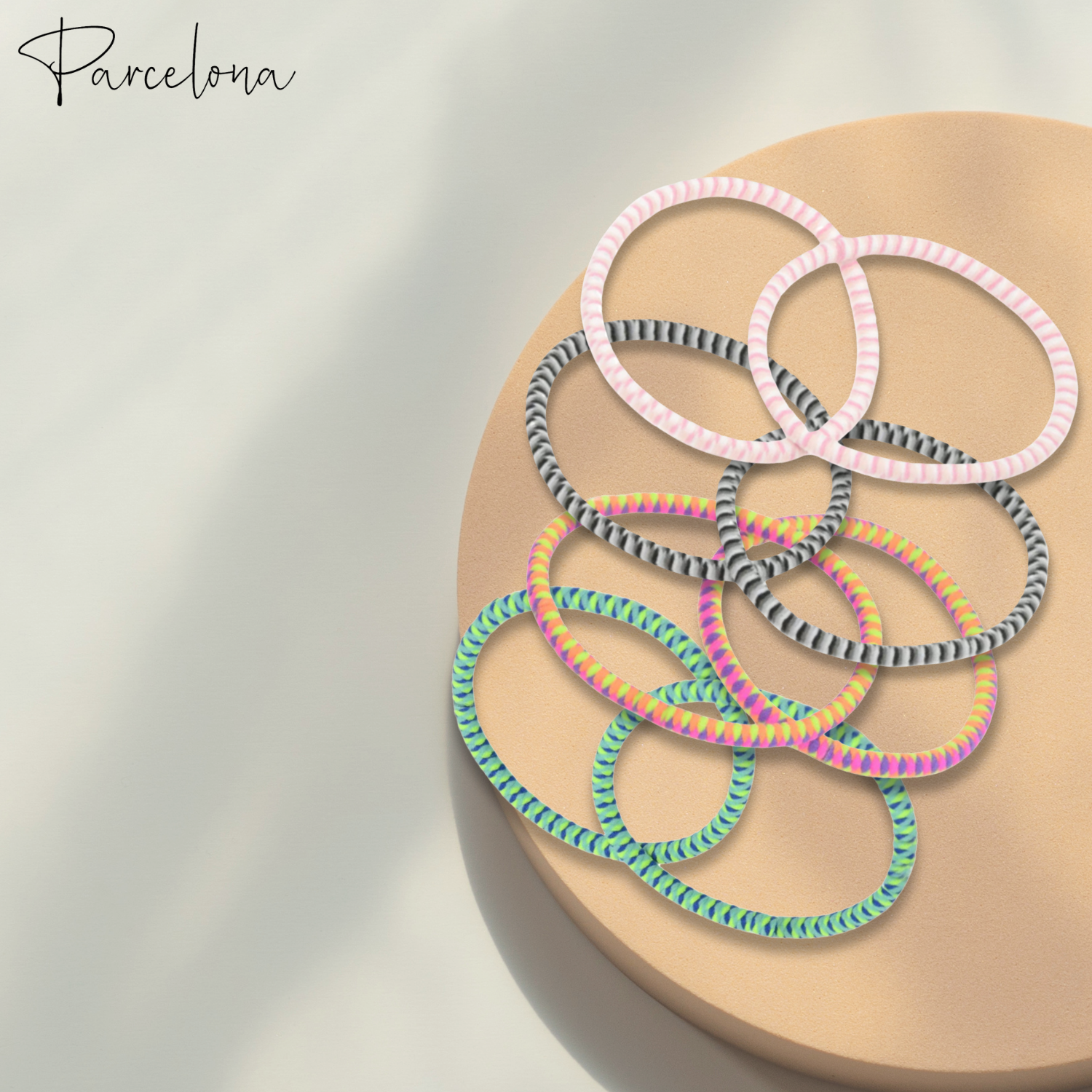 Parcelona Thin Stripes Ponytail Holder Stretchy Elastic Hair Ties for Women