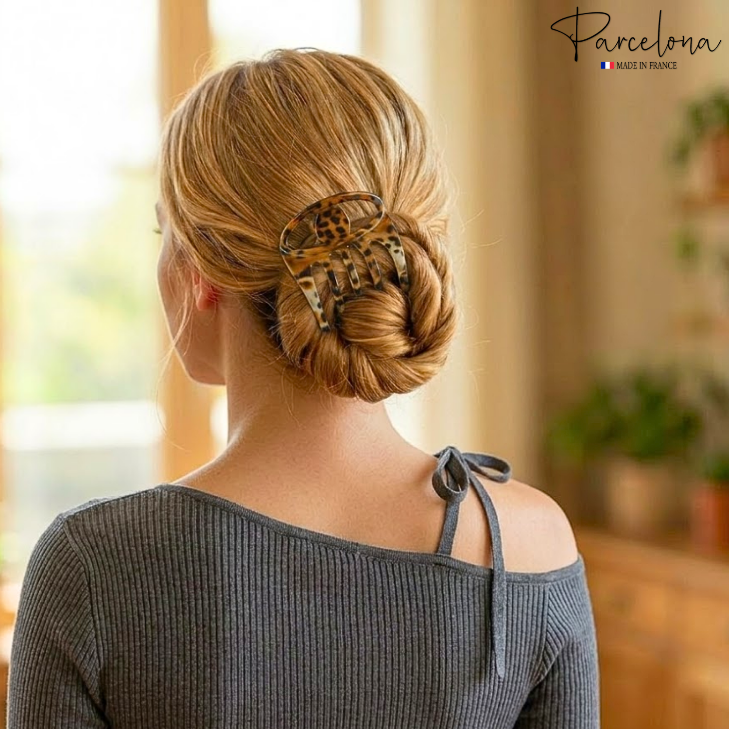 Parcelona French Curvy Oval Paw Medium Cellulose Hair Claw for Women and girls