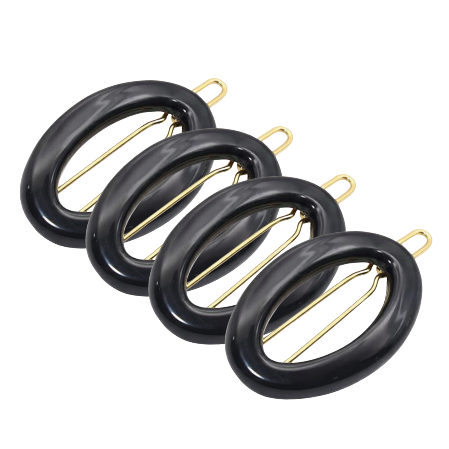 Parcelona French Eggie Oval Shell Mini Side Slide Barrette Hair Clips - 4 Pieces