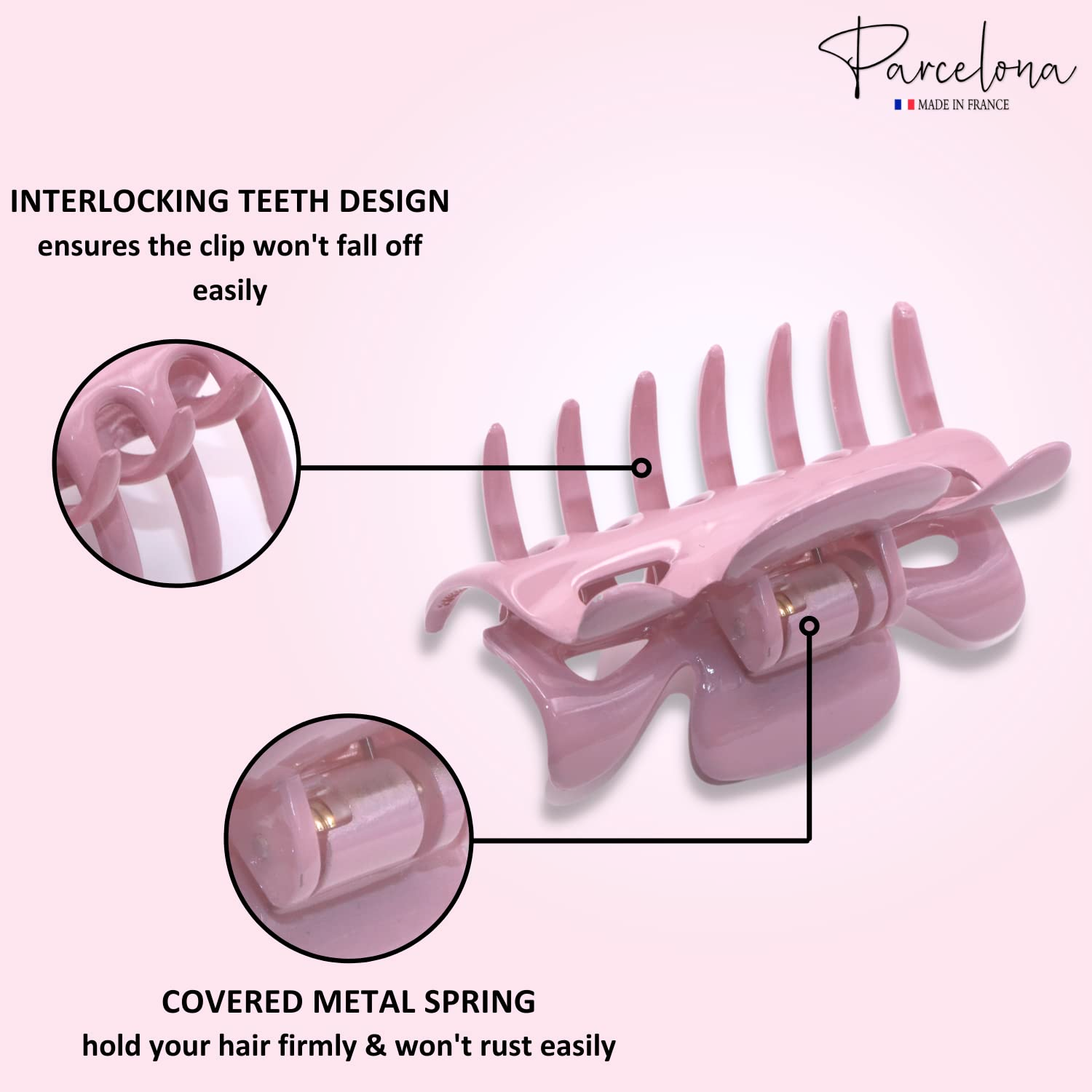 Parcelona French Classic Small 2.5" Celluloid Set of 2 Jaw Hair Claws for Women