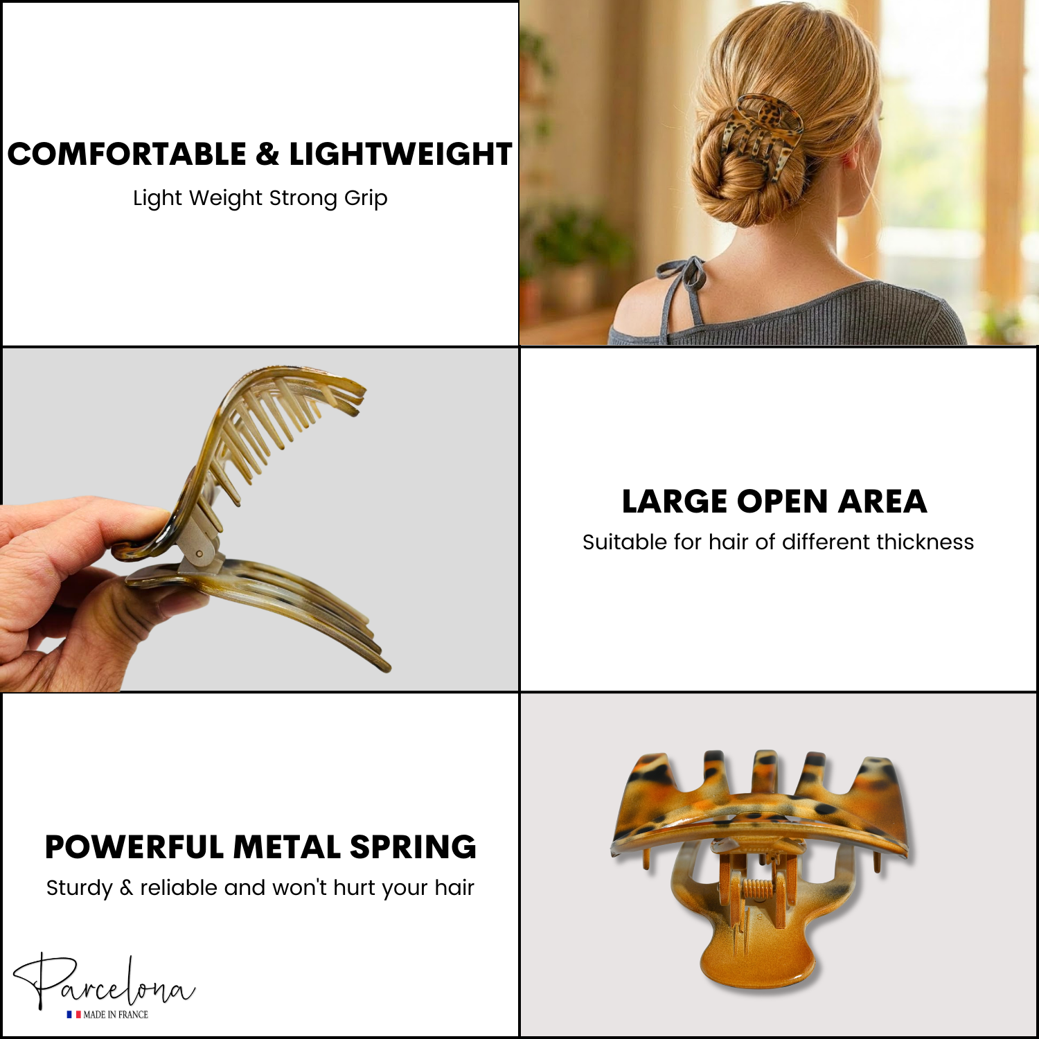 Parcelona French Curvy Oval Paw Medium Cellulose Hair Claw for Women and girls