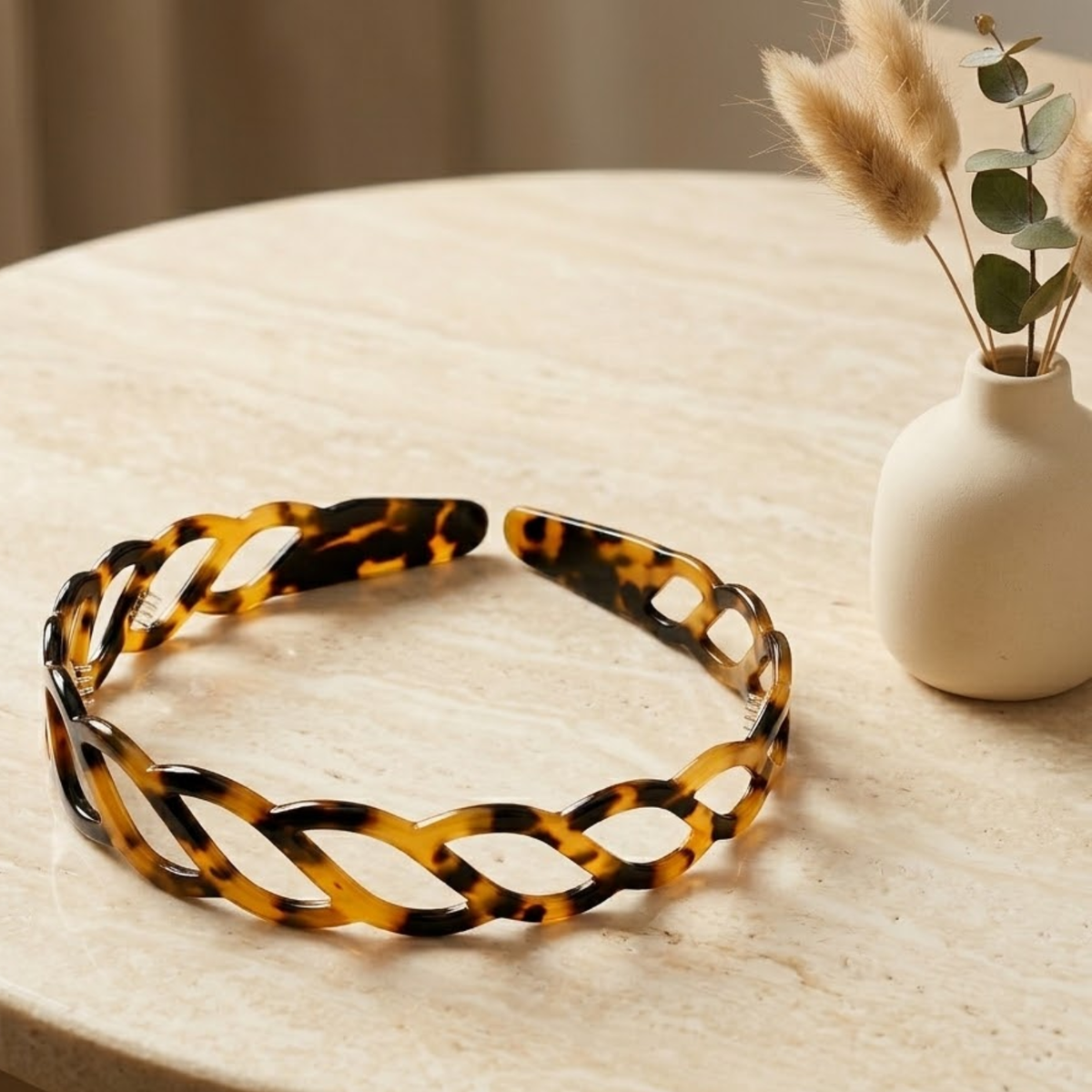 Moeni Twist Acetate Headband with Inner Teeth for Women and Girls
