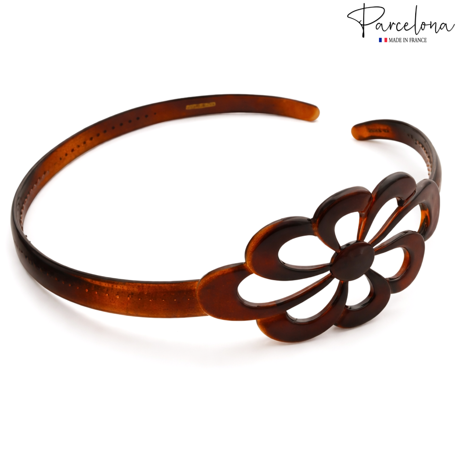 Parcelona French Wide Flower Tortoise Shell Brown Cellulose Acetate Headband