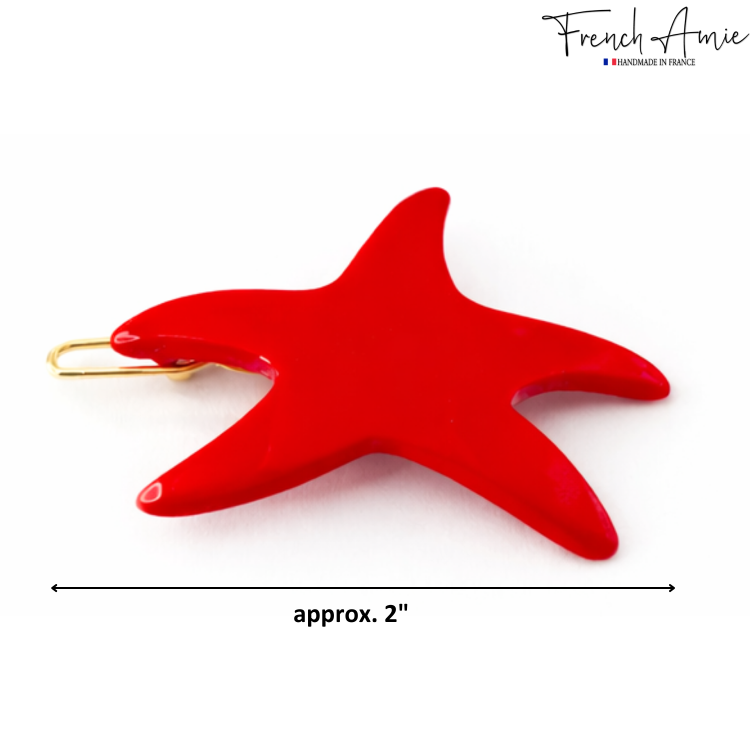 French Amie Star Fish Small Hair Clips Cellulose Acetate Beach Barrette Slide Set of 2