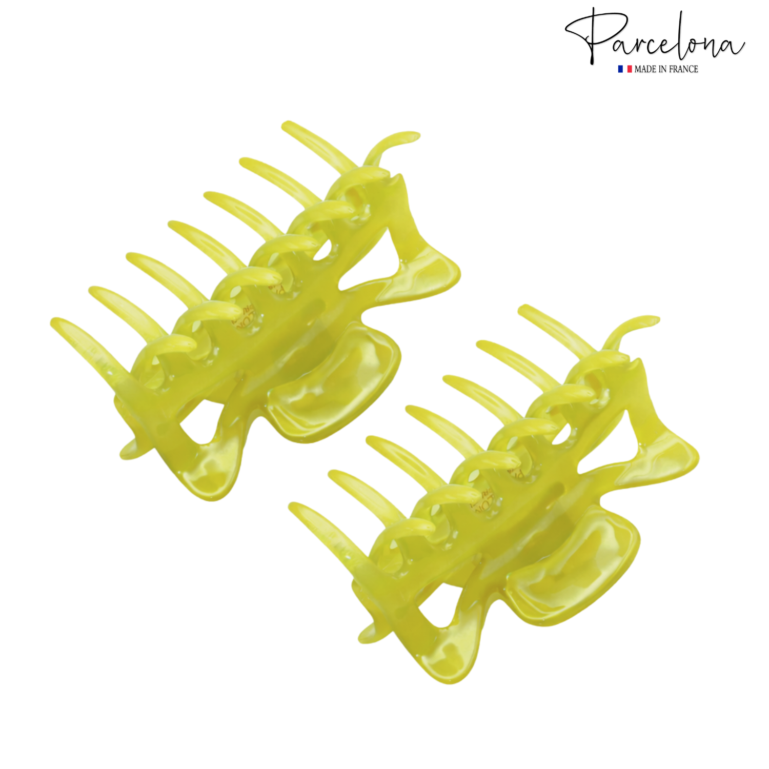 Parcelona French Classic Small 2.5" Celluloid Set of 2 Jaw Hair Claws for Women