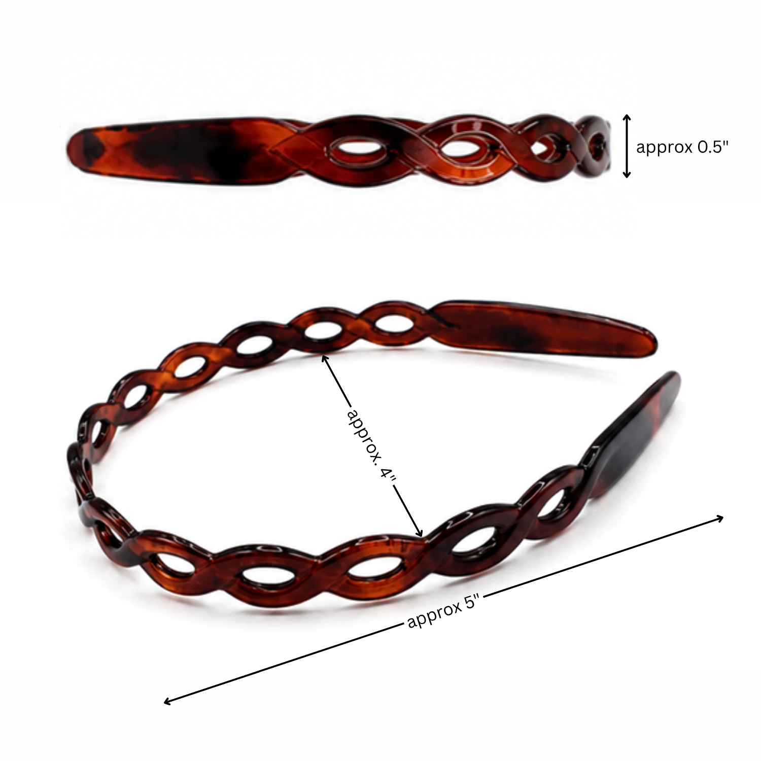 Parcelona Chain Link Hair Band Cellulose Acetate Inner Teeth Women Headband