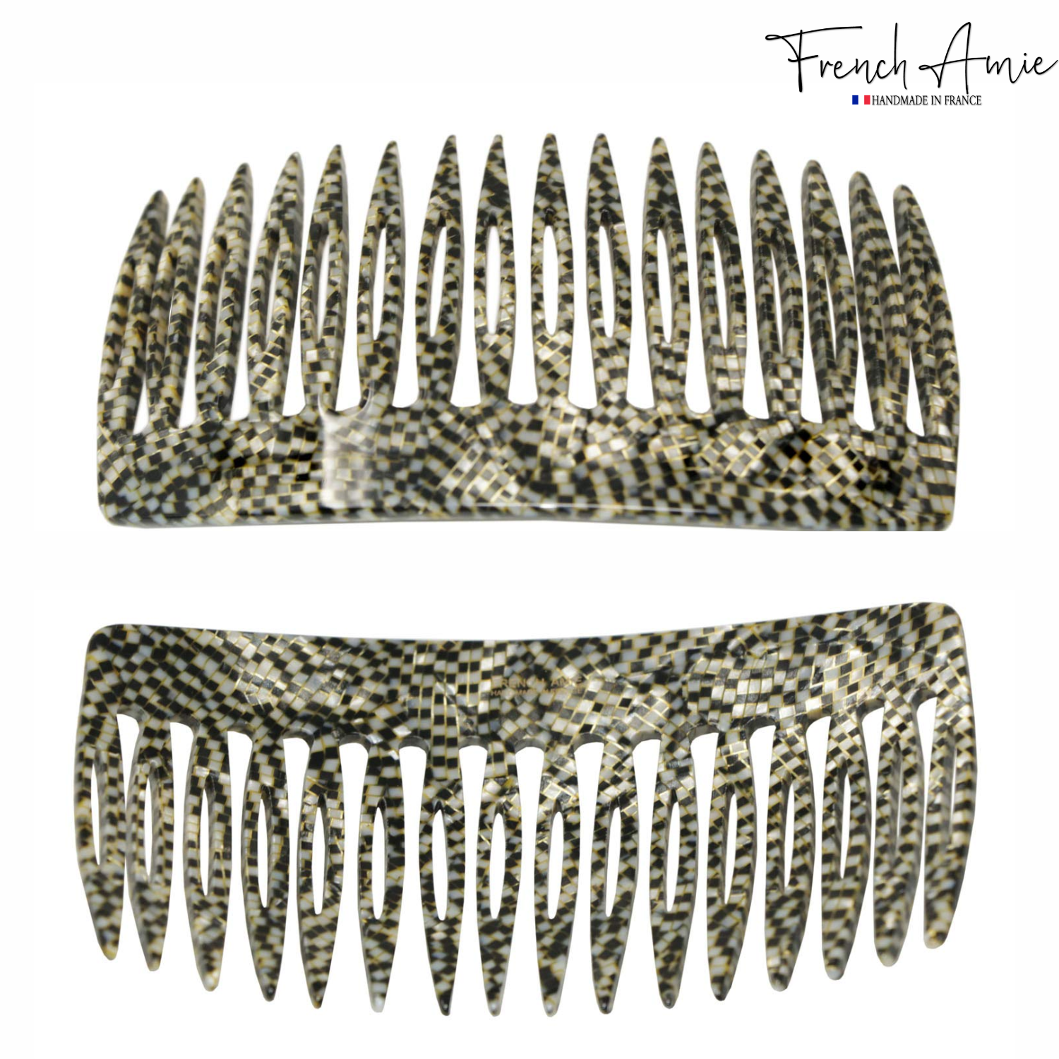French Amie Opera Handmade Medium 16 Teeth Cellulose Acetate Side Hair Comb