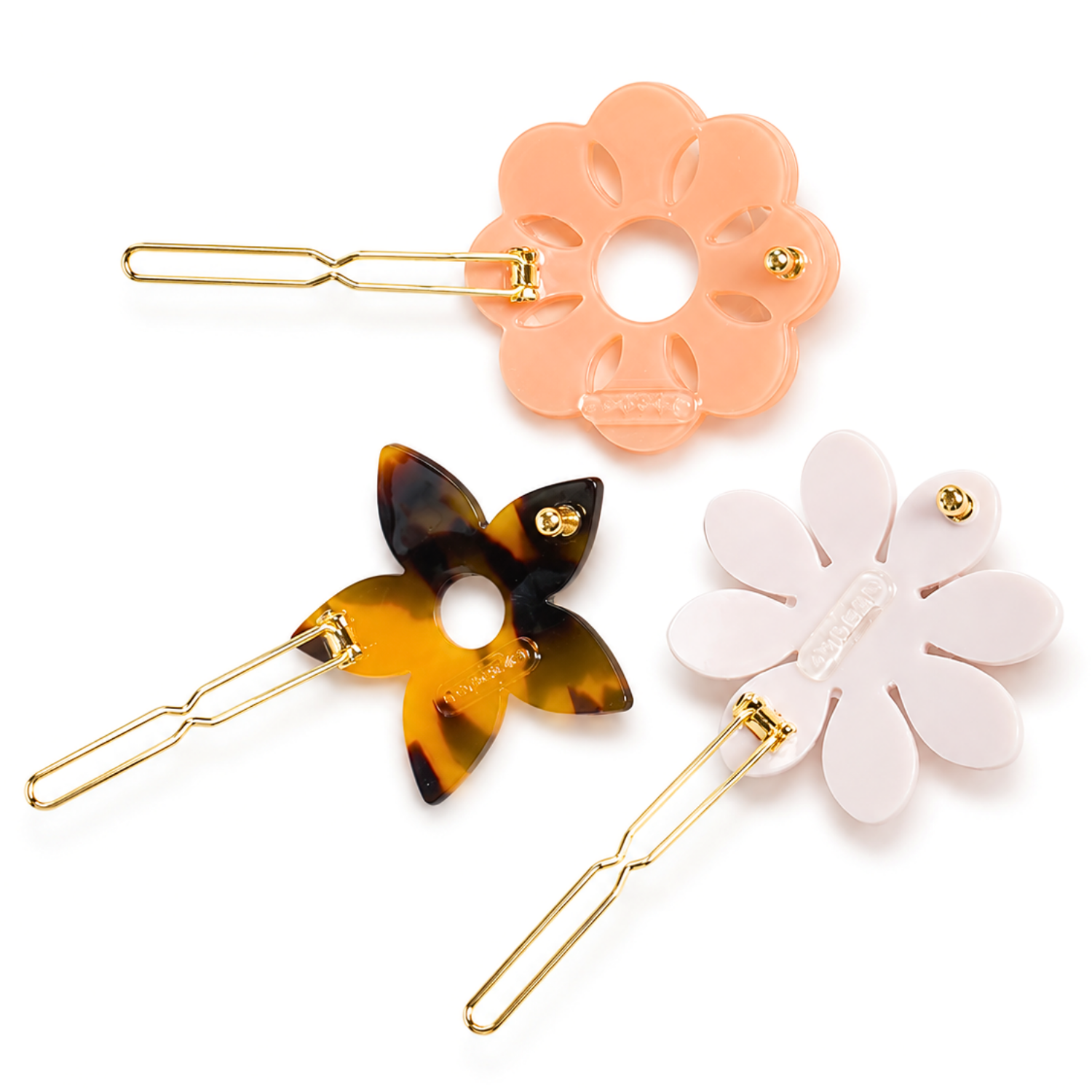 Moeni Flower Small 1.5 Inch Hair Clip Tige Boule Barrette Girls & Women 3 Pcs