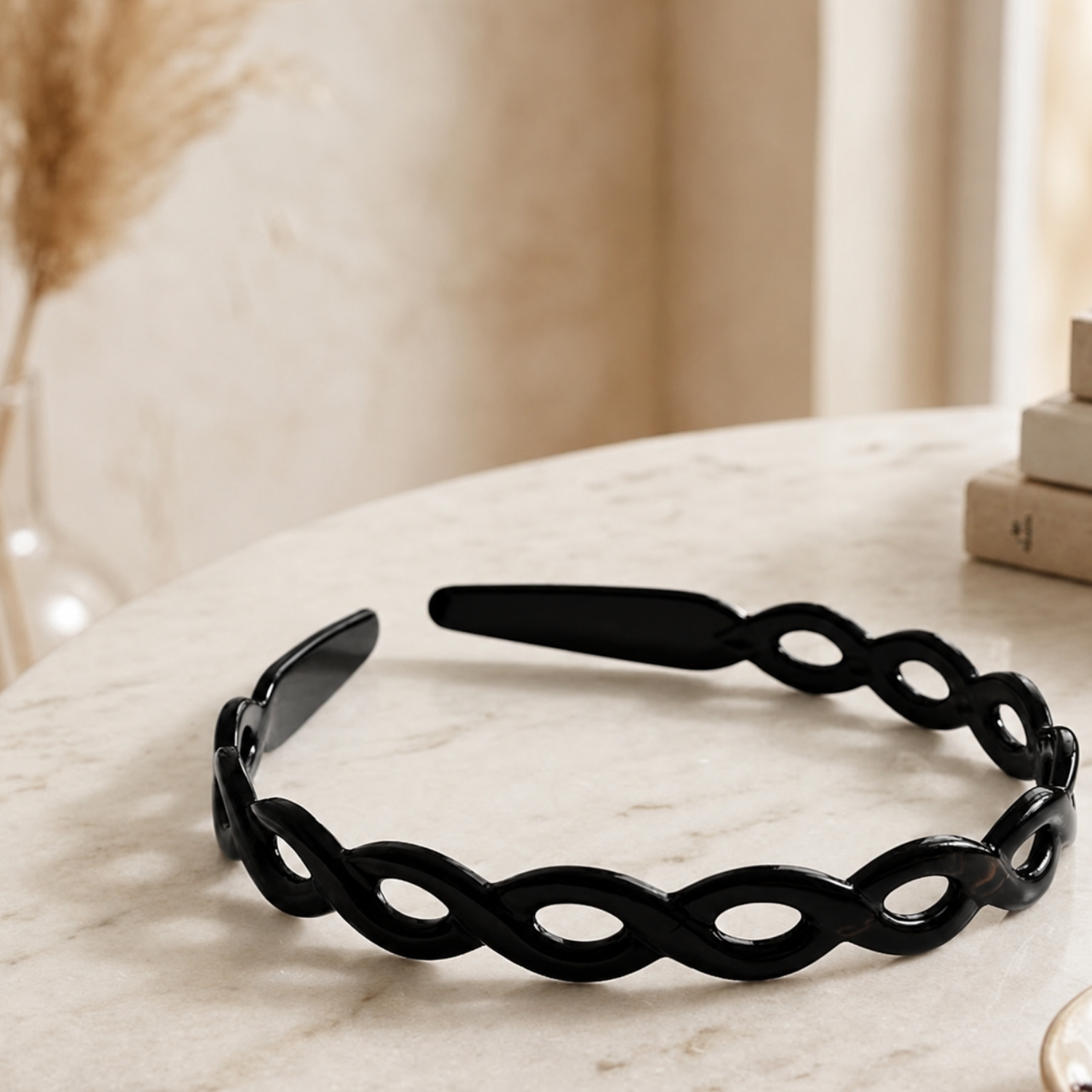 Parcelona Chain Link Hair Band Cellulose Acetate Inner Teeth Women Headband