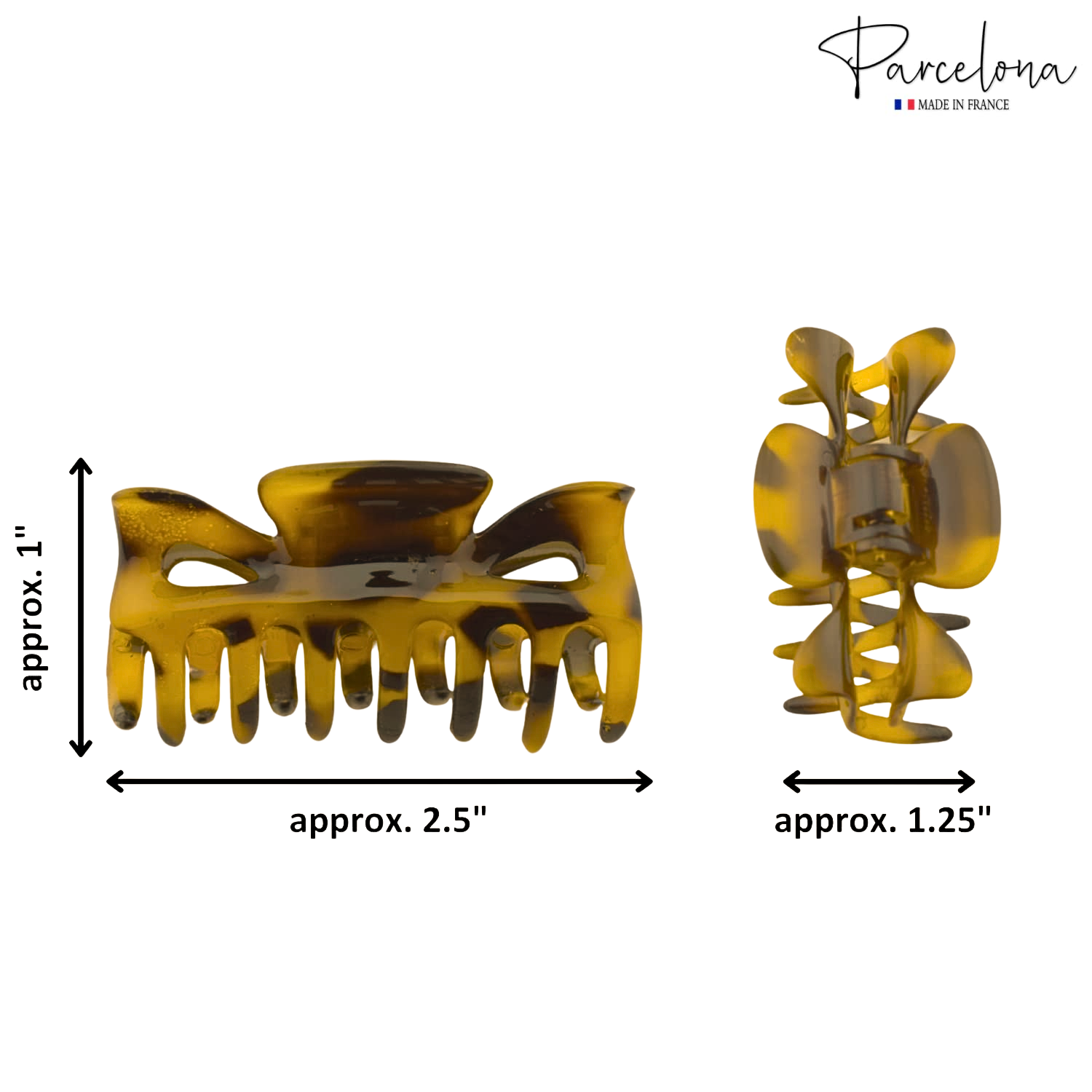 Parcelona French Classic Small 2.5" Celluloid Set of 2 Jaw Hair Claws for Women