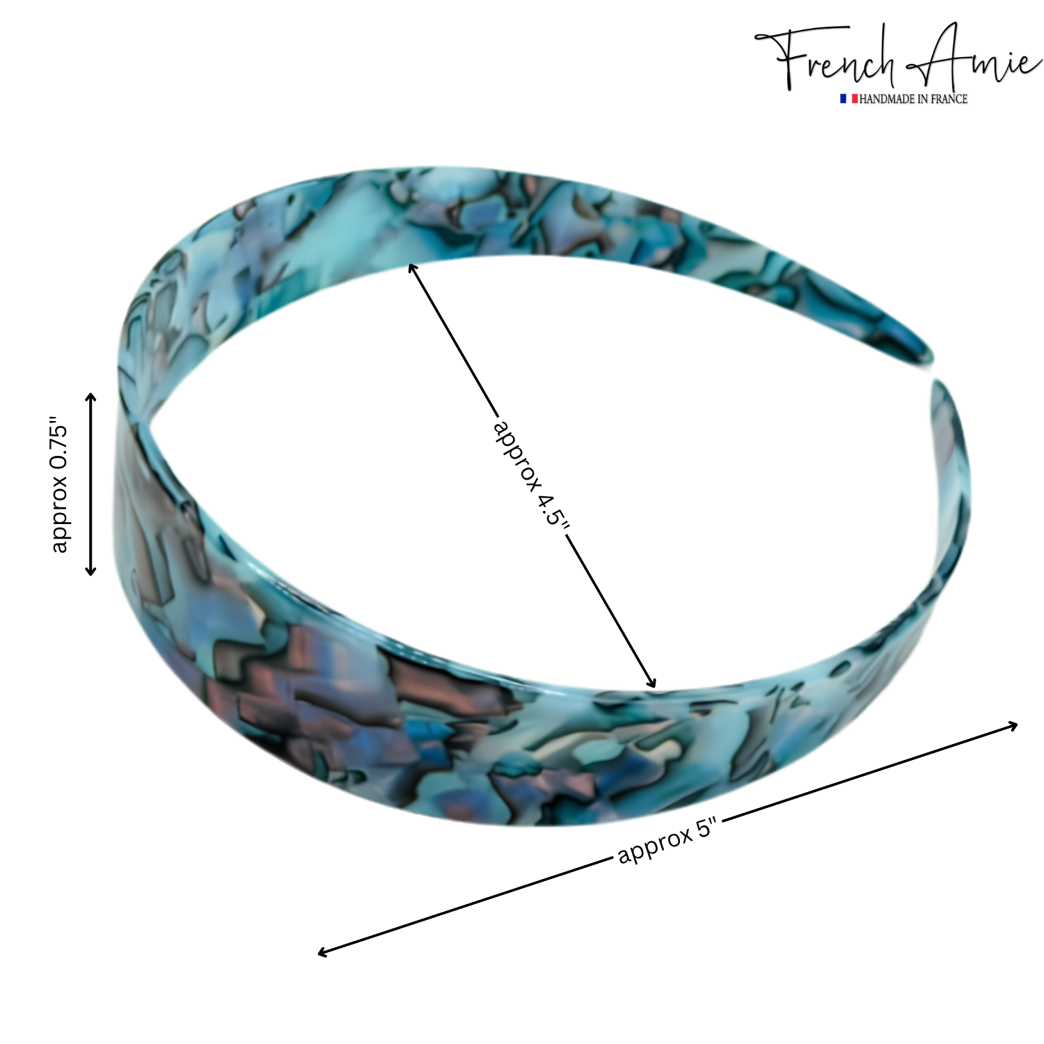 French Amie Ultracomfort Wide 1 1/4" Cellulose Handmade French Hair Headband