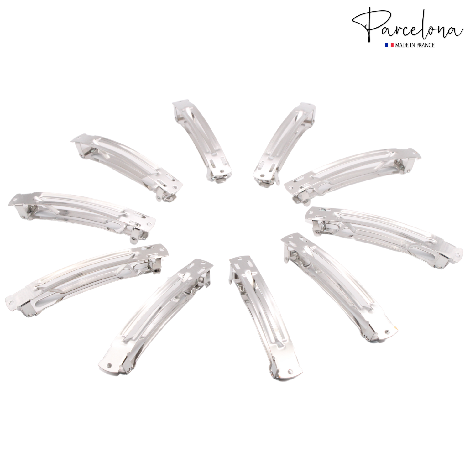 Parcelona French Metal Barrettes 2 3/4" No Slip Grip Women Hair Clips (10 Pcs)