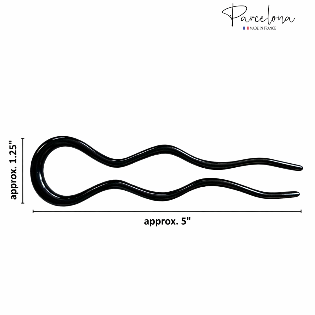 Parcelona French 2pc Wavy U Shape Hair Pin Cellulose Acetate 5" Chignon Bun Pins