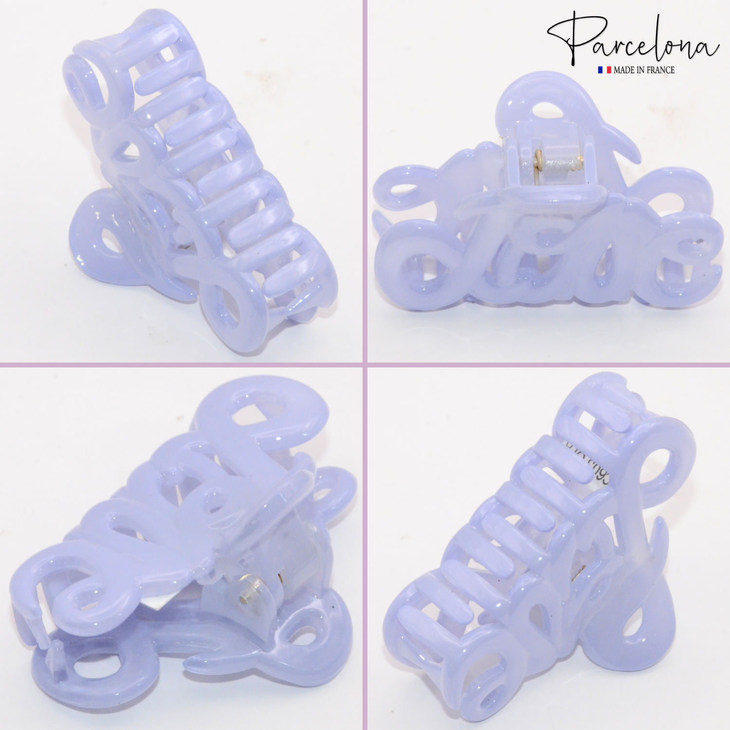 Parcelona French Love Small 2" Cellulose Acetate Hair Claws for Women and Girls