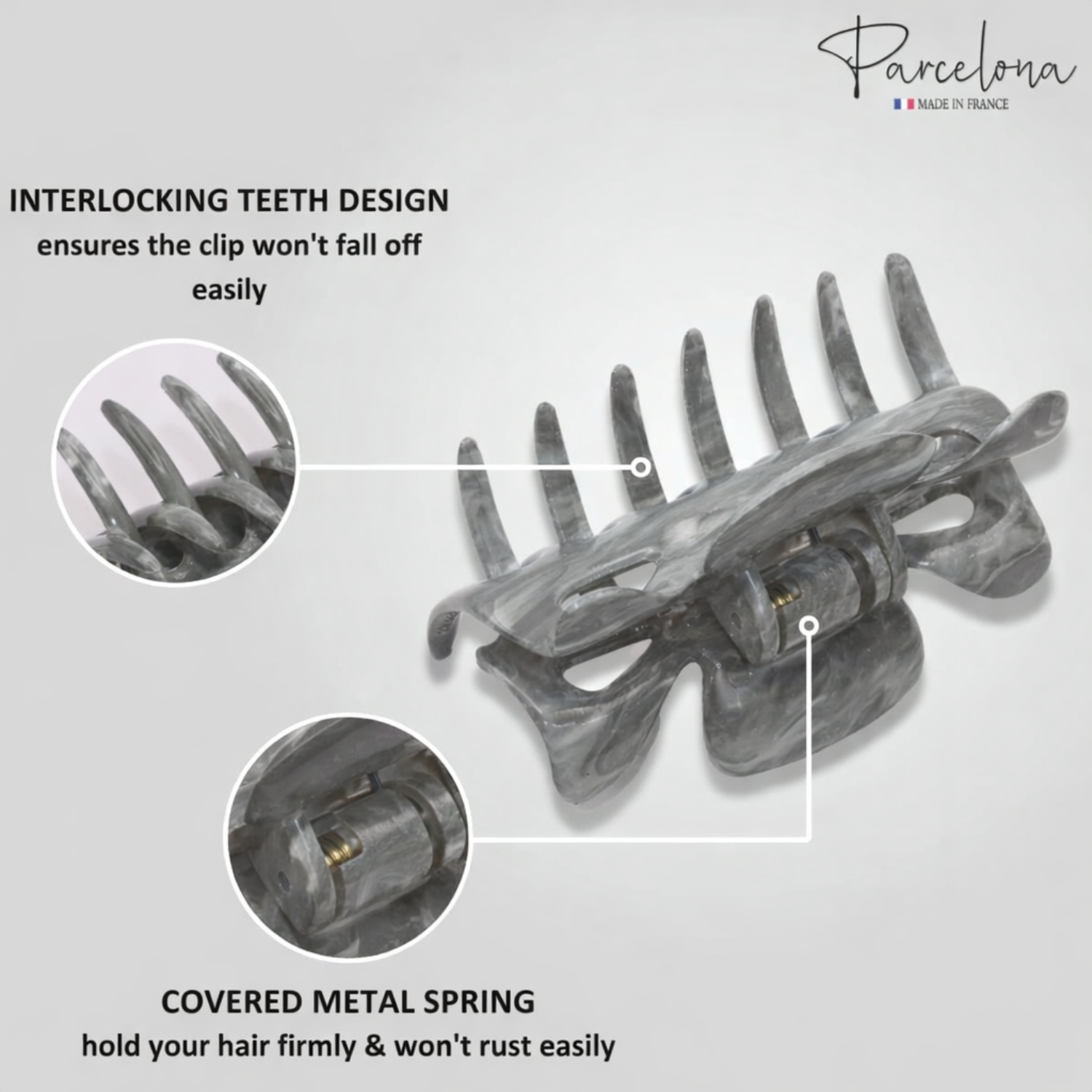 Parcelona French Classic Small 2.5" Celluloid Set of 2 Jaw Hair Claws for Women