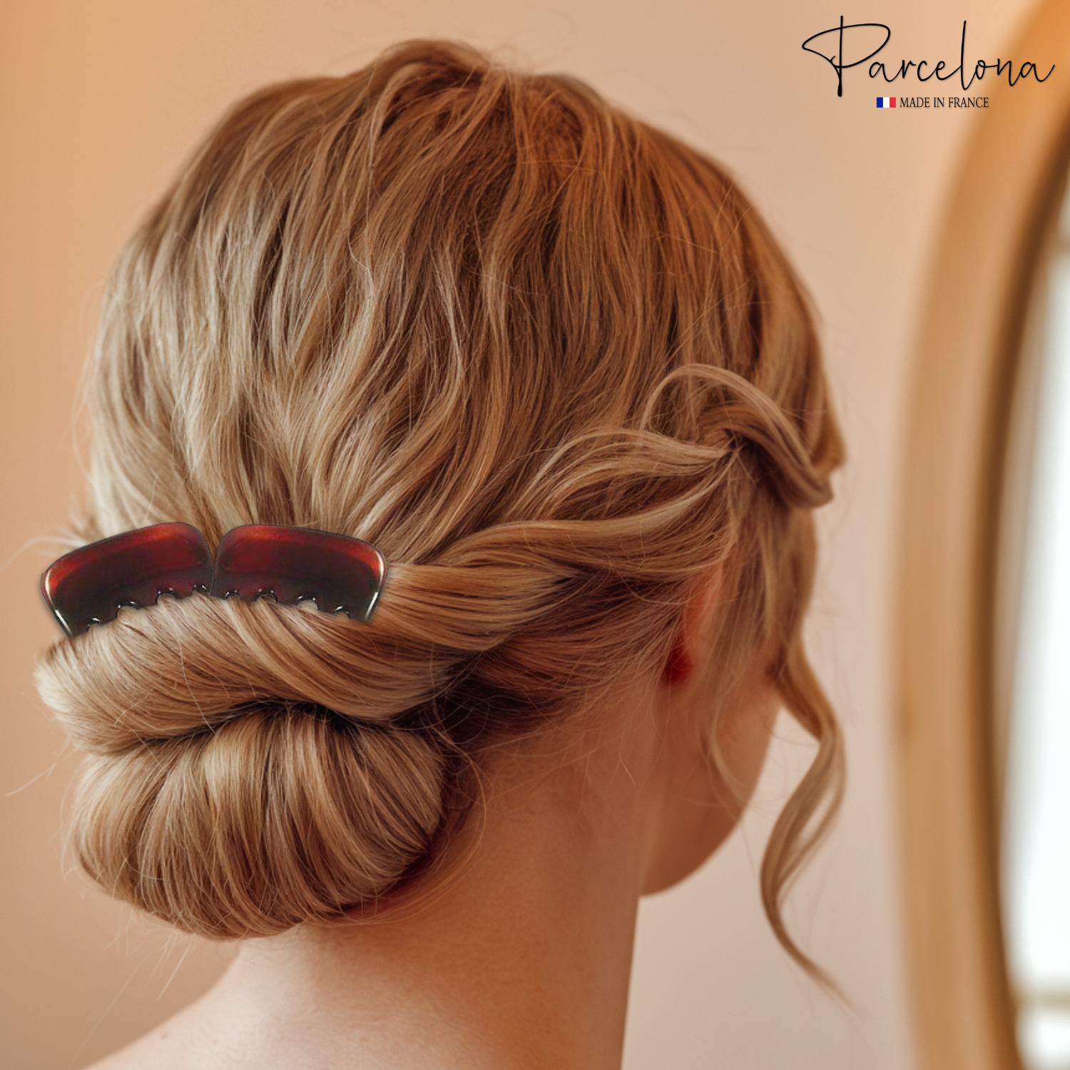 Parcelona French Five Fingers Shell Celluloid Medium 3" Side Hair Combs(2 Pcs)