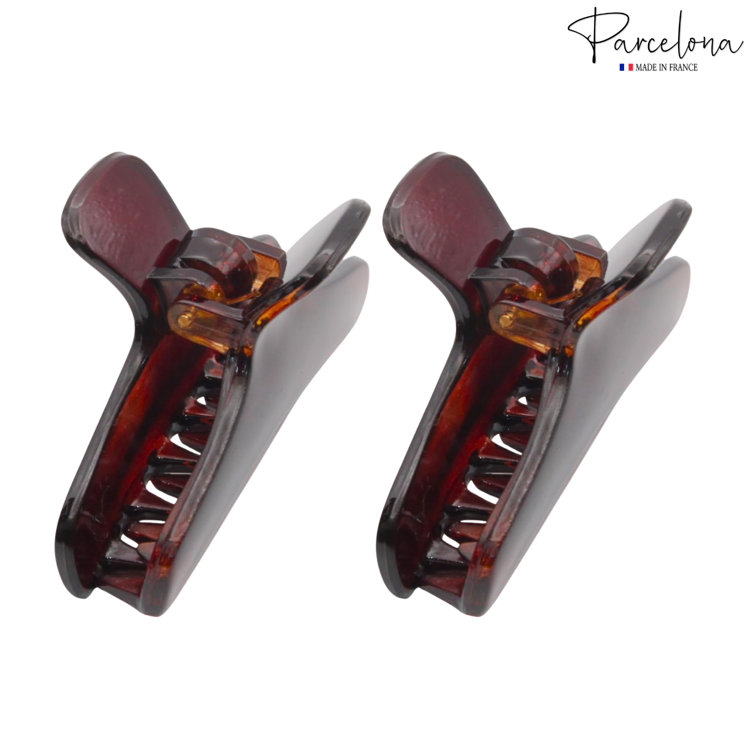 Parcelona French Salon Style Flat Small Cellulose Acetate Jaw Hair Claw Clips 2 Pcs
