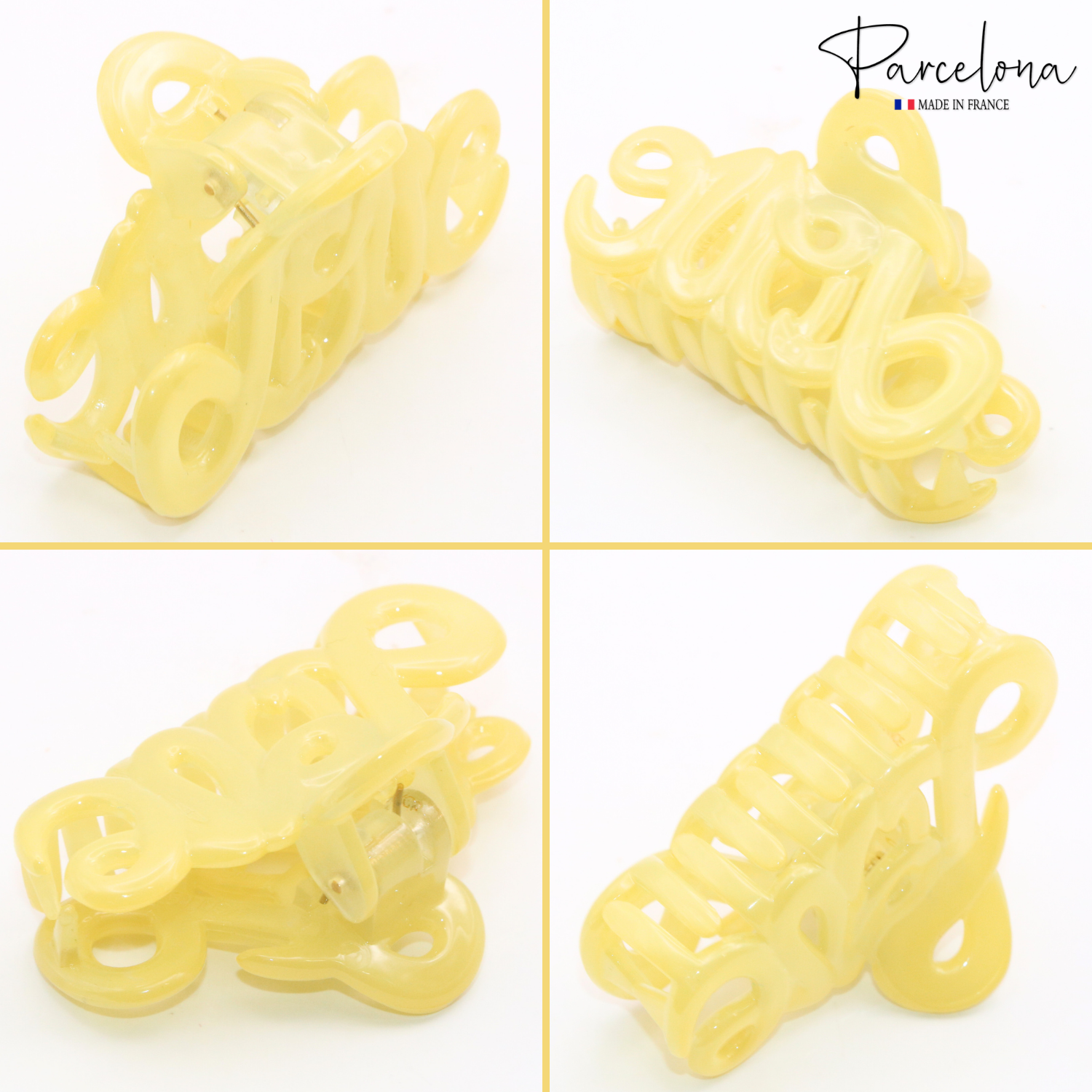 Parcelona French Love Small 2" Cellulose Acetate Hair Claws for Women and Girls