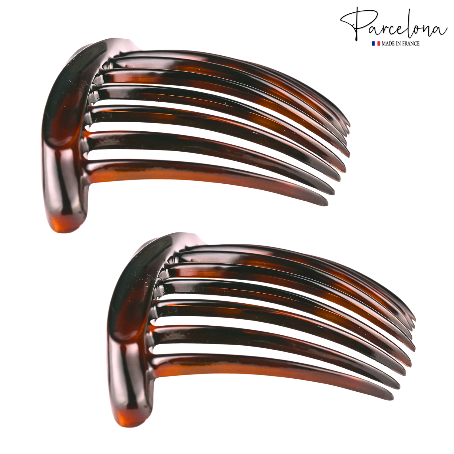 Parcelona Set of 2 French Side Combs Tortoise Shell Hair Slides Bun French Twist