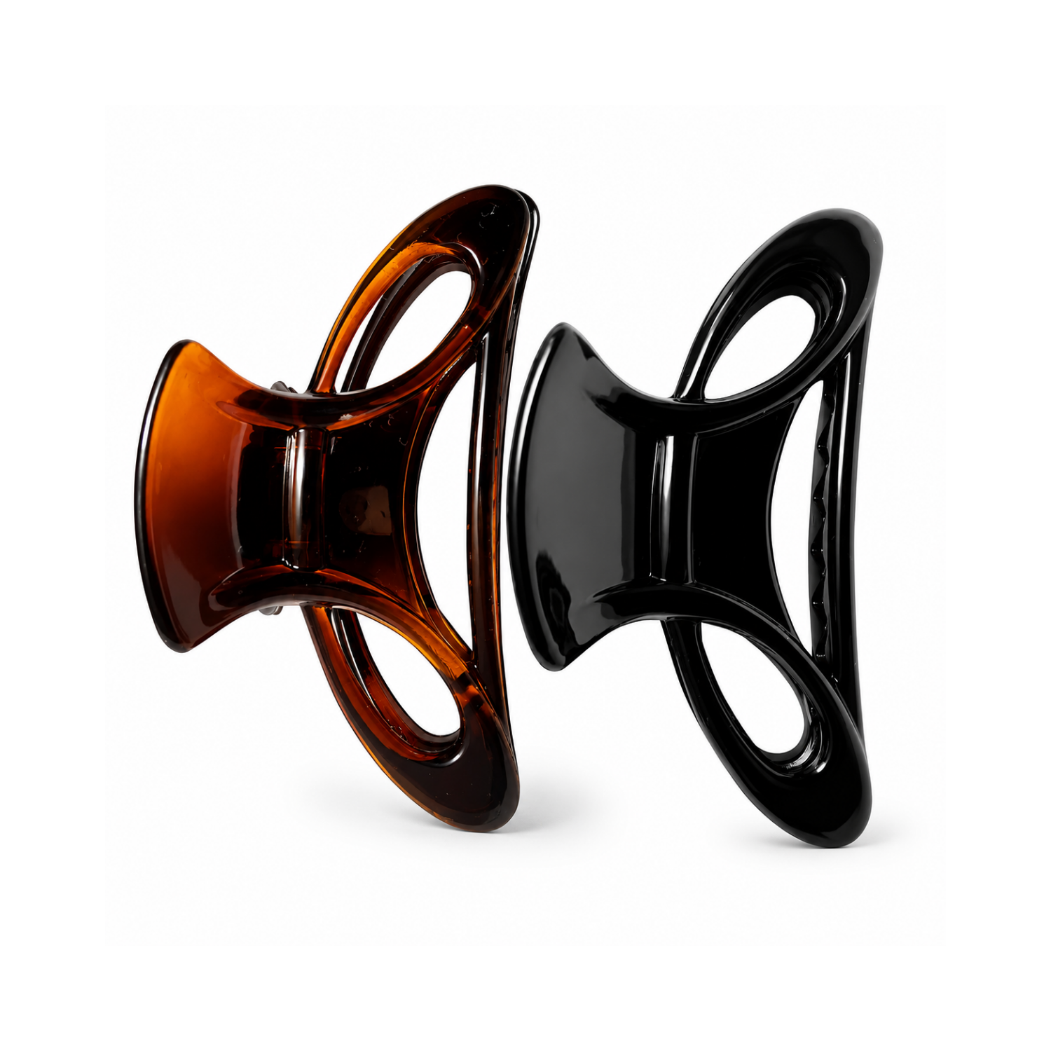 Parcelona French Cutout Set of 2 Small Shell And Black Cellulose Hair Claws