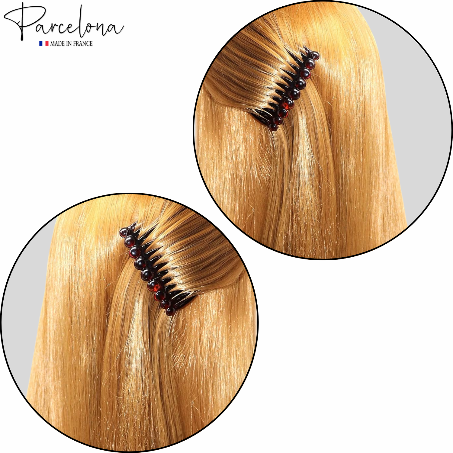 Parcelona French Circles Edge Small 2.75” Cellulose Side Hair Combs - 2 Pcs