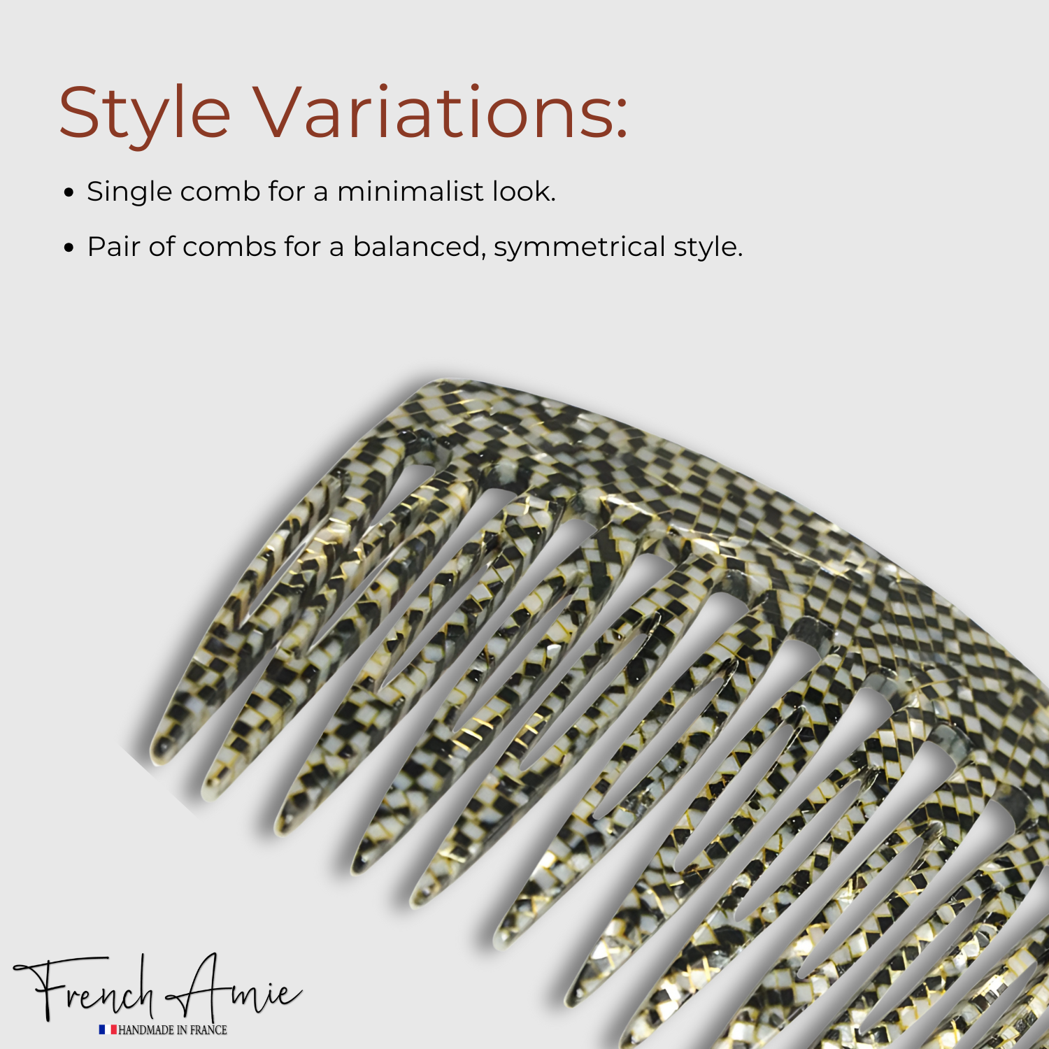 French Amie Opera Handmade Medium 16 Teeth Cellulose Acetate Side Hair Comb