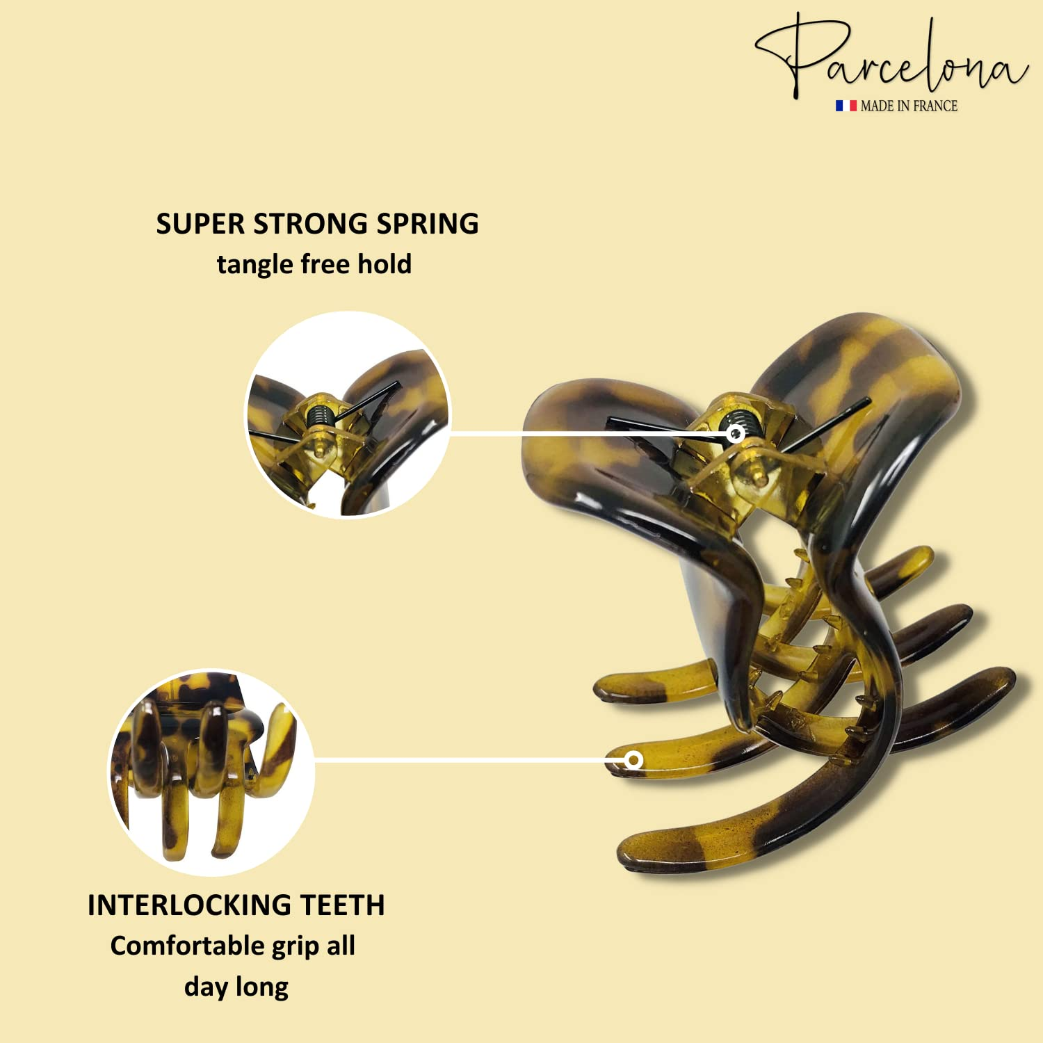 Parcelona French Classic Large Pony Cellulose Jaw Hair Claw for Women and Girls