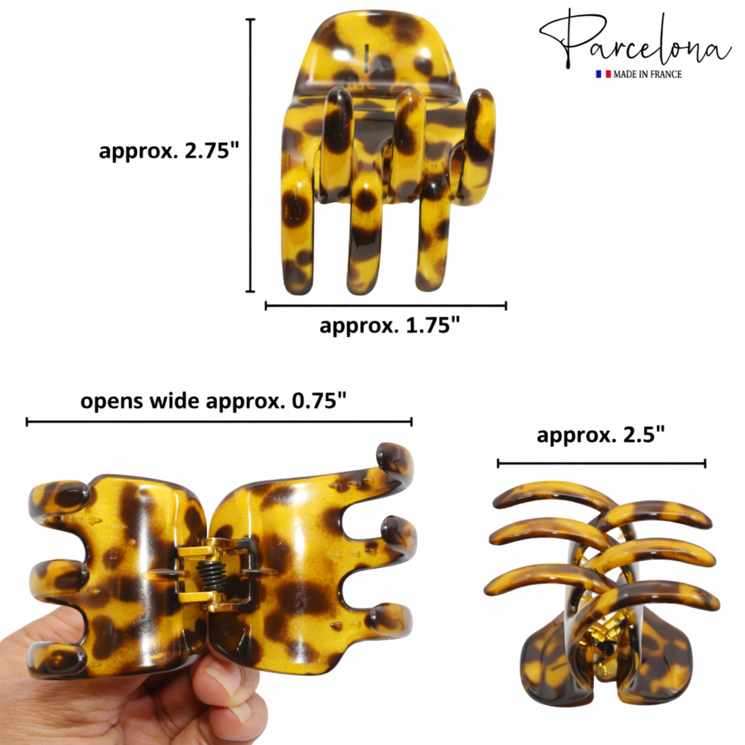 Parcelona French Classic Large Pony Cellulose Jaw Hair Claw for Women and Girls
