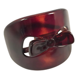 Parcelona French Bow Celluloid Shell Ponytail Elastic Hair Tie Ponies Band