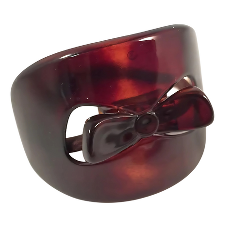 Parcelona French Bow Celluloid Shell Ponytail Elastic Hair Tie Ponies Band