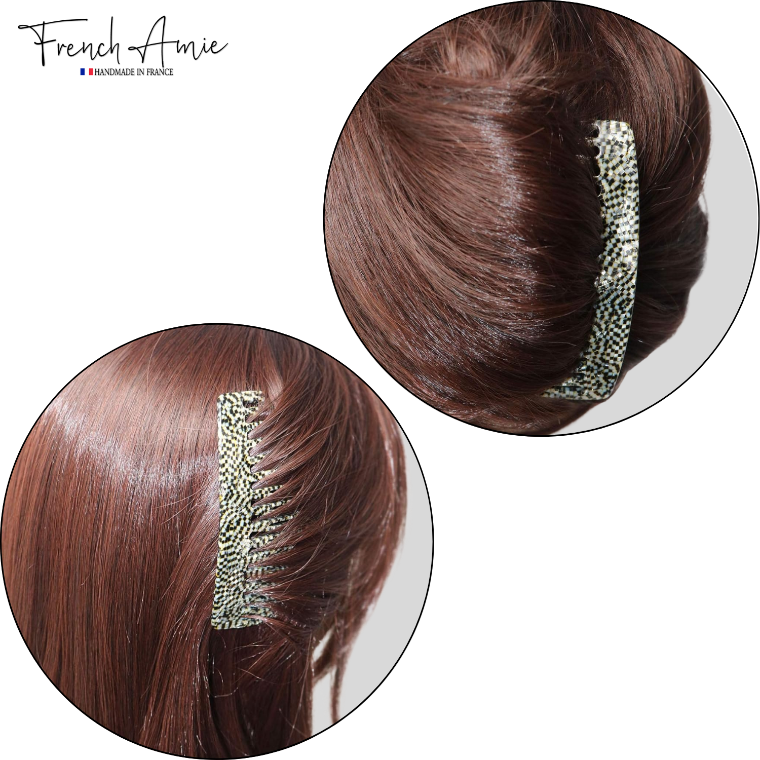 French Amie Opera Handmade Medium 16 Teeth Cellulose Acetate Side Hair Comb