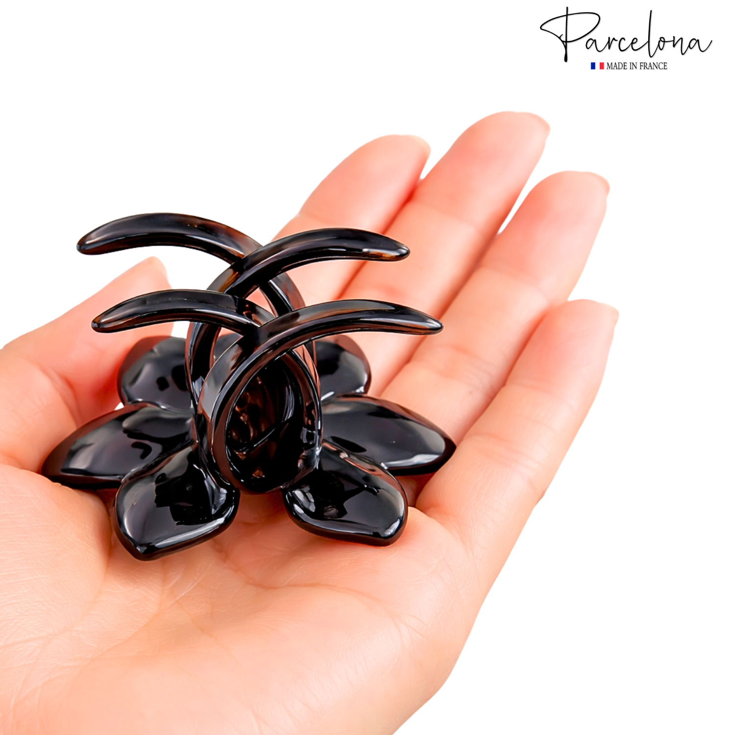 Parcelona French Clove Flower 4 Teeth Tortoise Shell Pony Holder Hair Claw