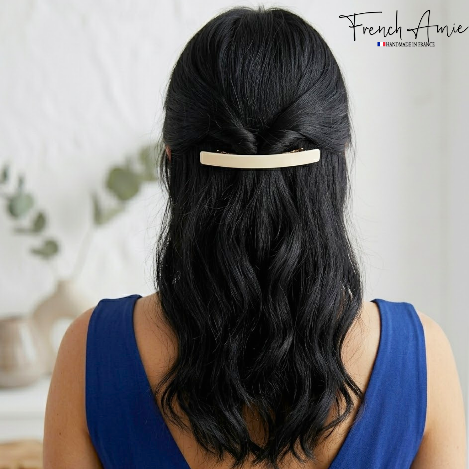 French Amie Long & Skinny Bar Large 4 1/4" Cellulose Acetate Hair Barrette Clip