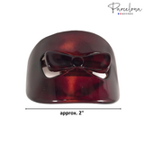 Parcelona French Bow Celluloid Shell Ponytail Elastic Hair Tie Ponies Band