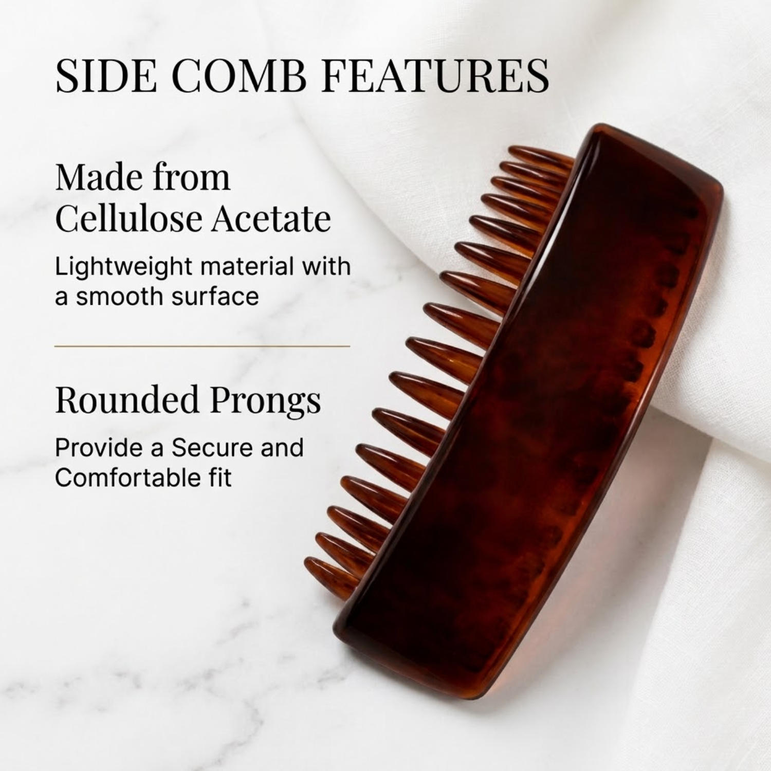 Parcelona French Crescent Tortoise Shell Cellulose Acetate Side Comb Set of 2