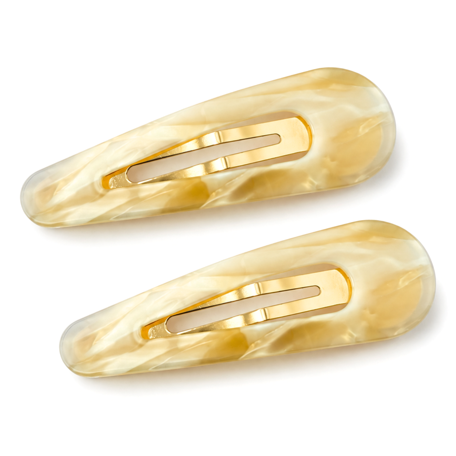 Moeni Teardrop Marble Acetate 2.75 Inch Snap Hair Clips for Women Set of 2