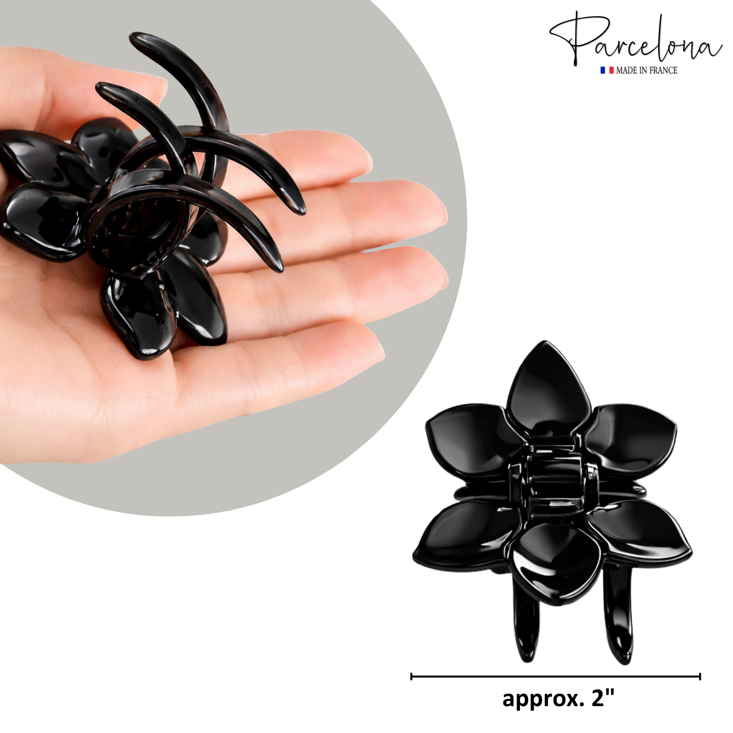 Parcelona French Clove Flower 4 Teeth Tortoise Shell Pony Holder Hair Claw