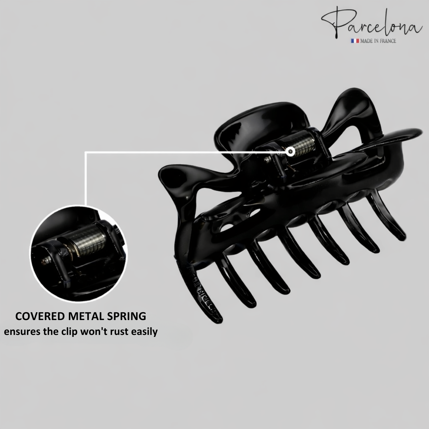 Parcelona French Classic 3" Medium Cellulose Covered Spring Hair Claw Clip