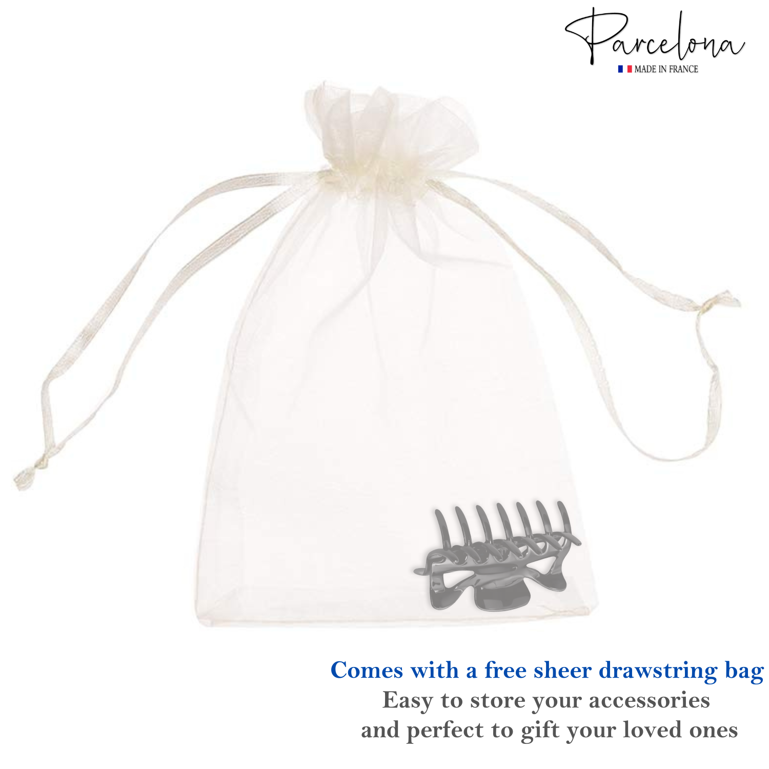 Parcelona French Classic 3" Medium Cellulose Covered Spring Hair Claw Clip