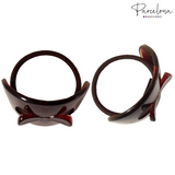 Parcelona French Bow Celluloid Shell Ponytail Elastic Hair Tie Ponies Band