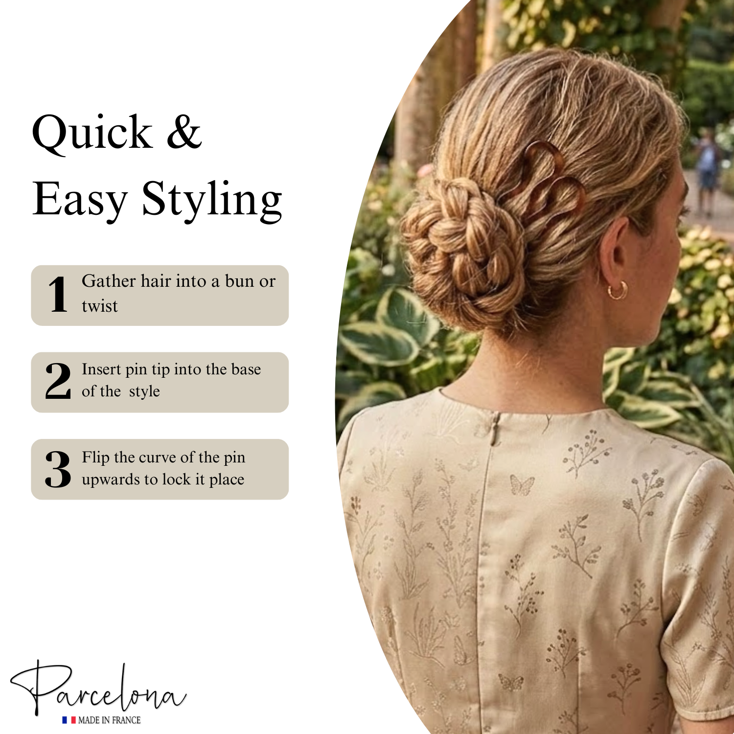 Parcelona French 2pc Wavy U Shape Hair Pin Cellulose Acetate 5" Chignon Bun Pins