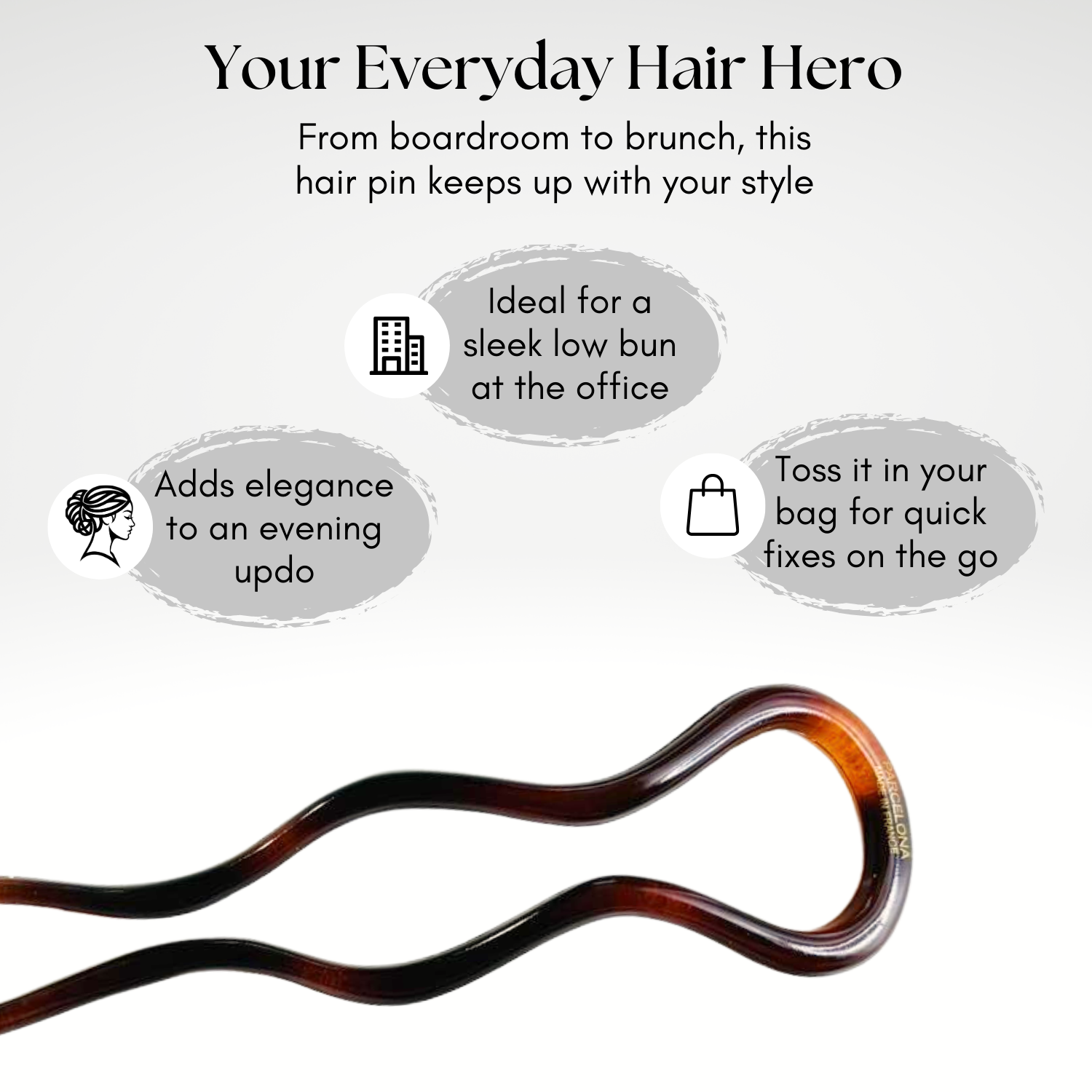 Parcelona French 2pc Wavy U Shape Hair Pin Cellulose Acetate 5" Chignon Bun Pins